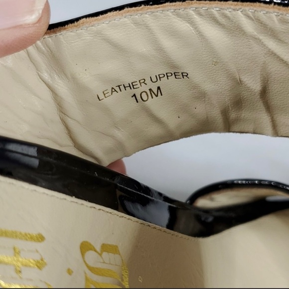 L.A.M.B. Tan & Black Strappy Slip On Heels - Picture 6 of 8